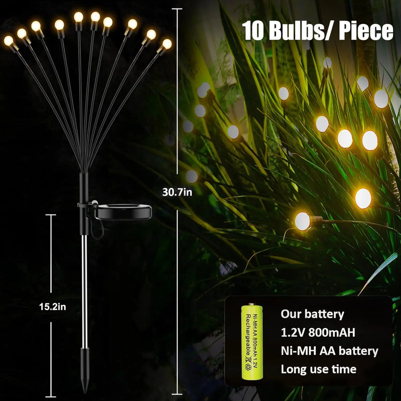 ✨10 LED Outdoor Solar Firefly Garden Lights – Illuminate Your Nights with a Magical Glow! ✨