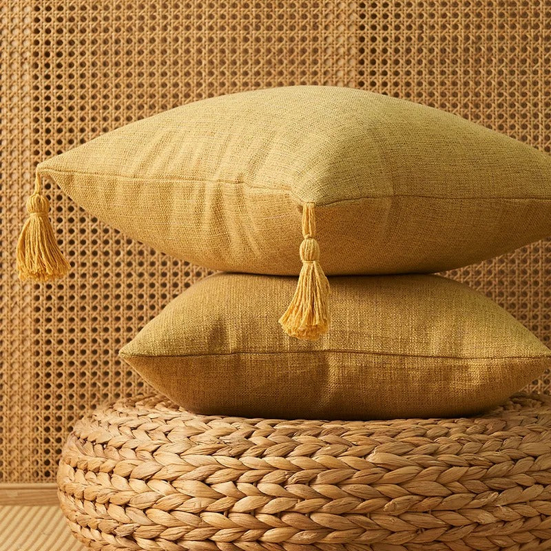 European Indoor/Outdoor Linen Pillow Covers