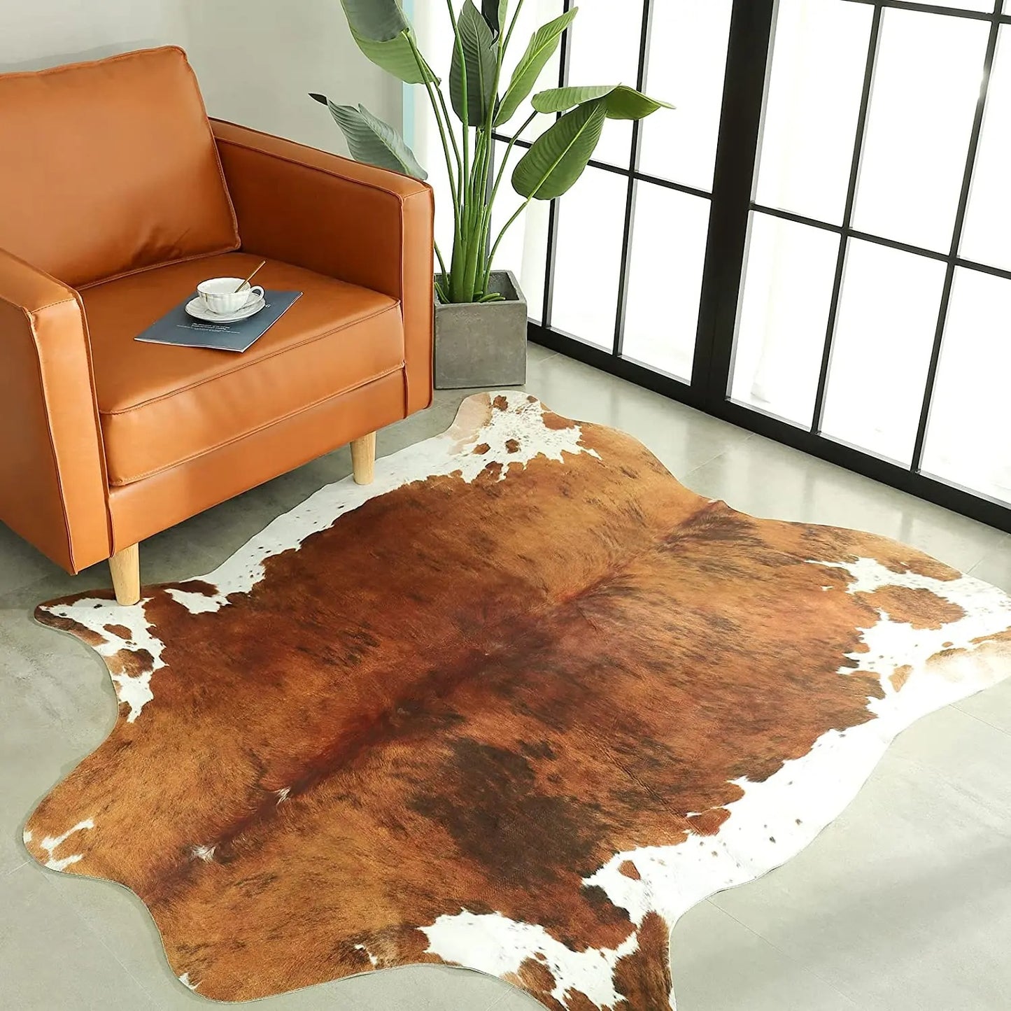 Western Bathroom cowhide Rug- Brown