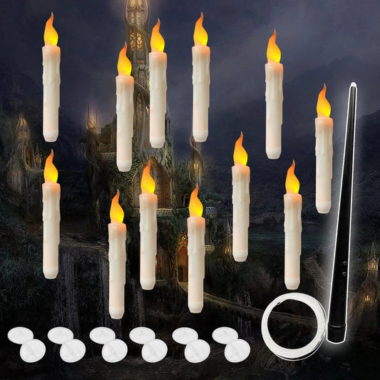 12pc Floating Candles with Magic Wand