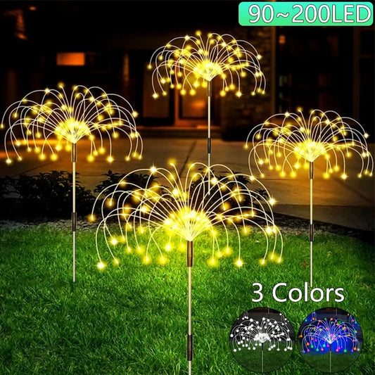 2pc Solar Firework Light Waterproof Outdoor