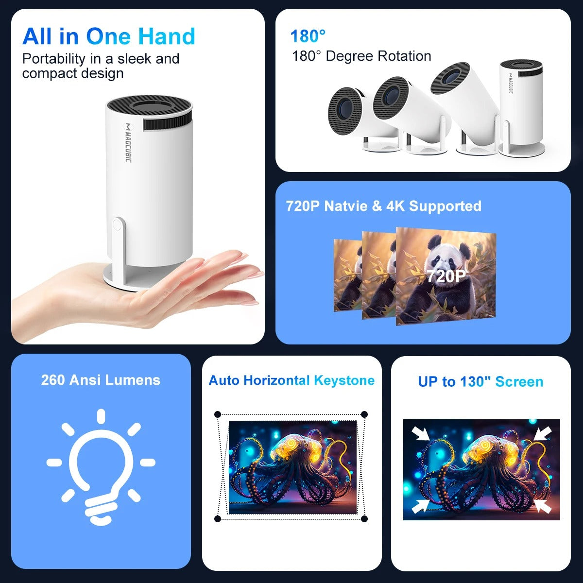 Portable Outdoor Smart 4k Projector