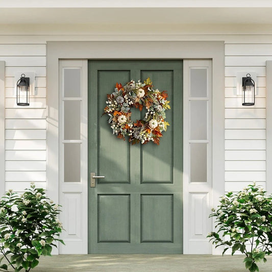 Farmhouse White Pumpkin door wreath