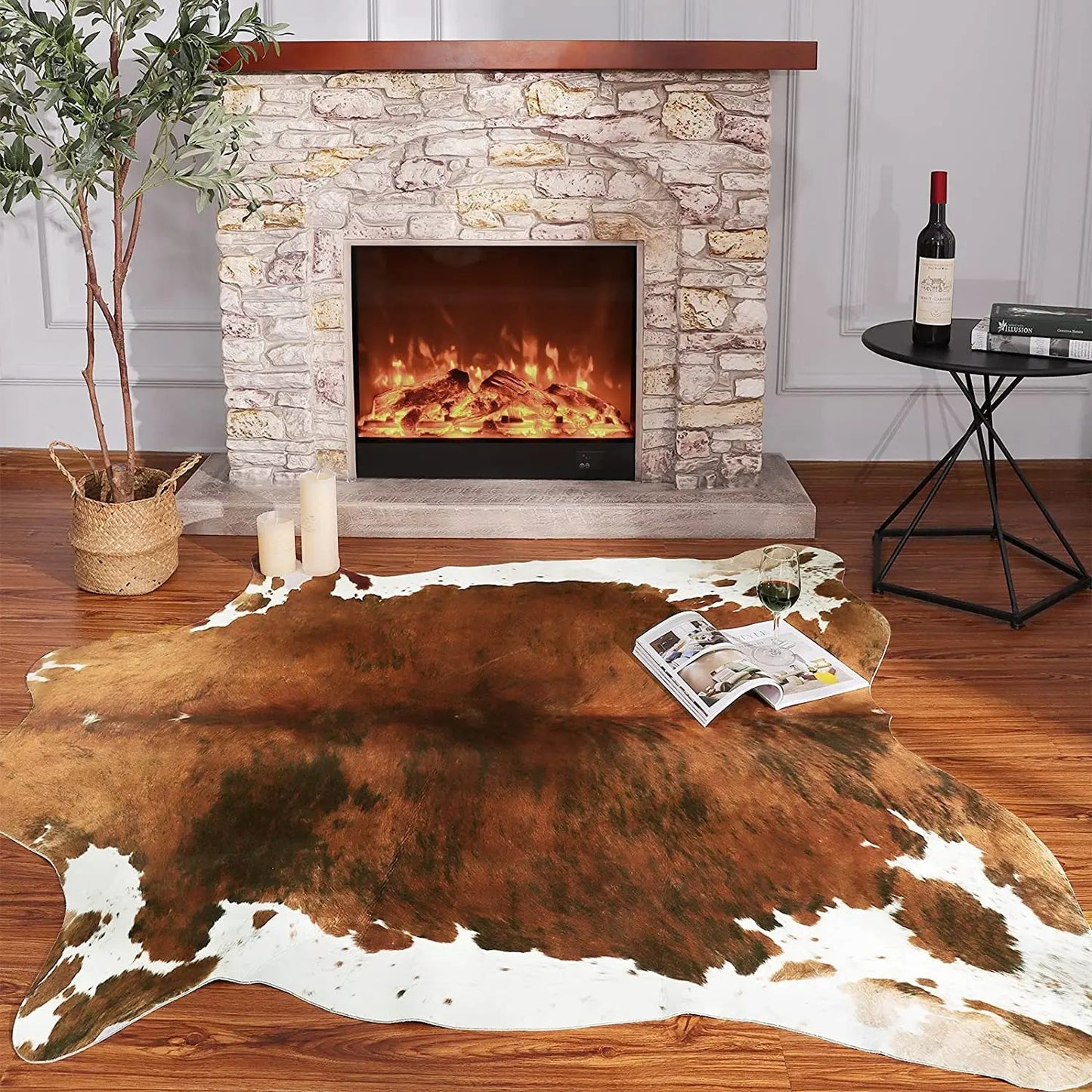 Western Bathroom cowhide Rug- Brown