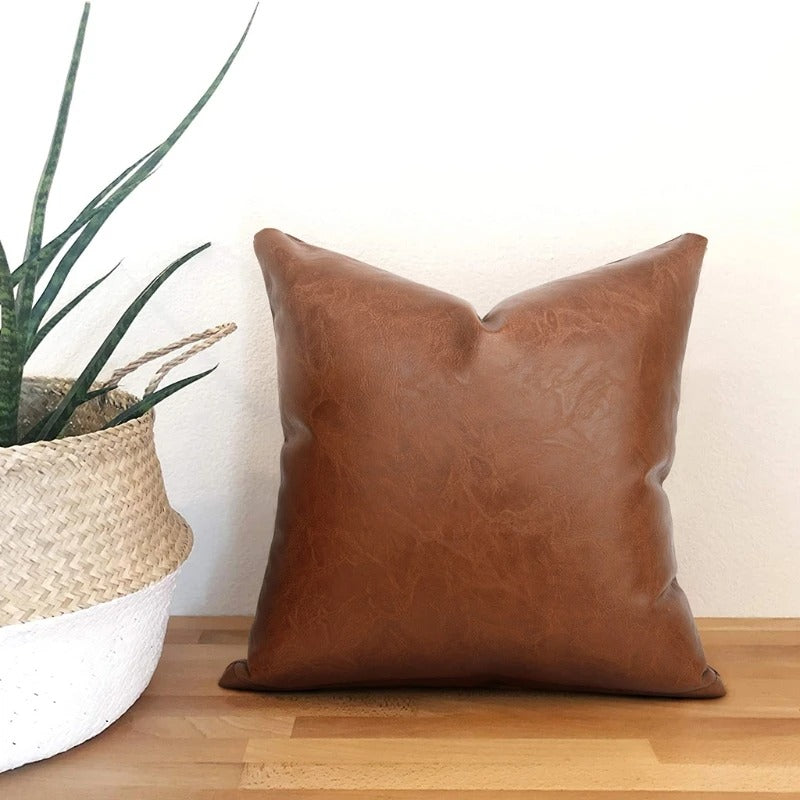 Western Leather Pillow Cover