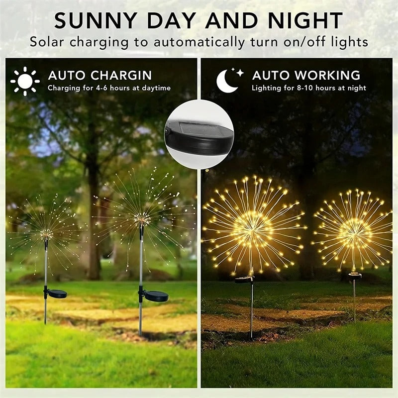 2pc Solar Firework Light Waterproof Outdoor