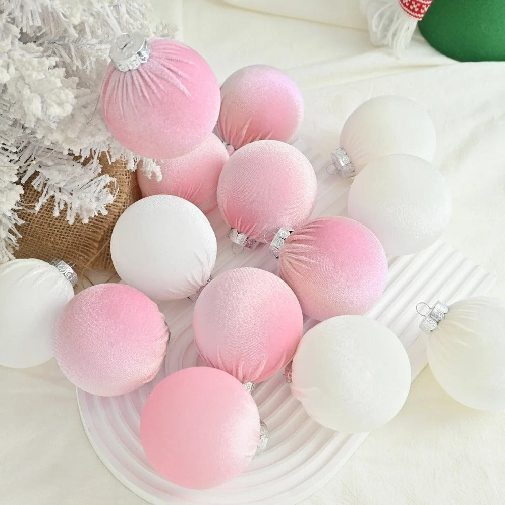 15pcs 8cm Velvet Christmas Ornament