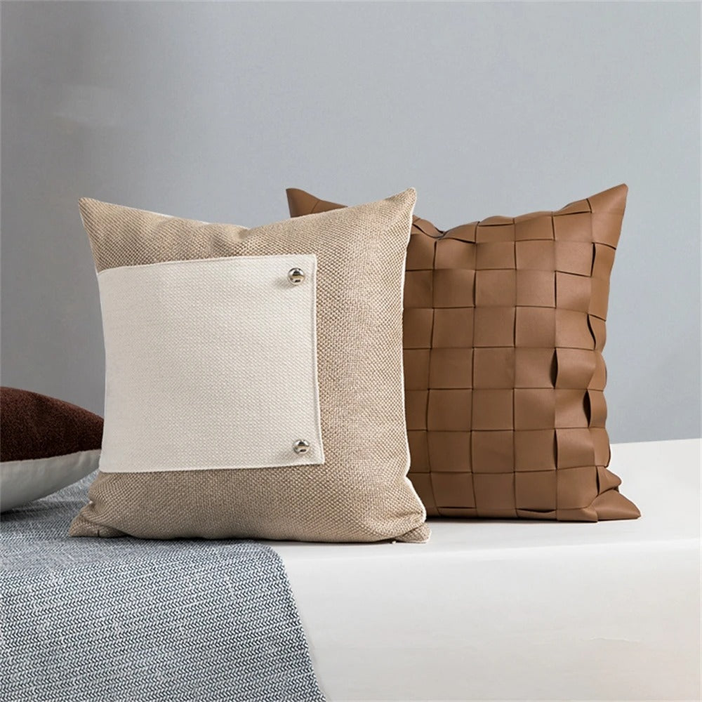 European Leather woven Pillow Cover