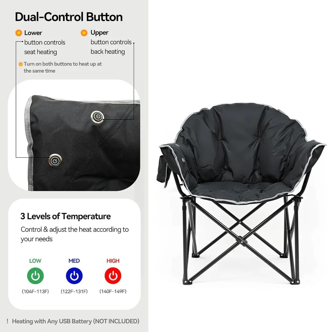 Premium Oversized Heated folding Chair