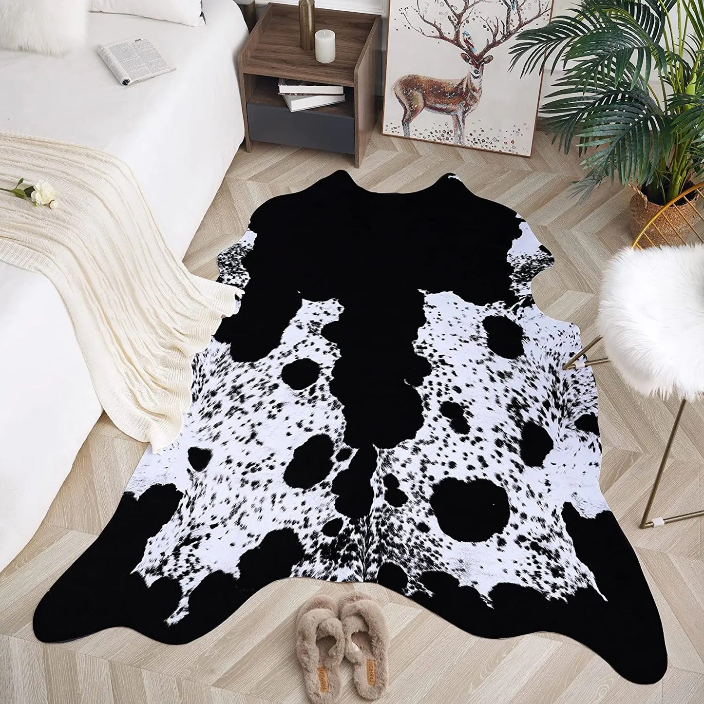 Western Bathroom Cowhide - Black