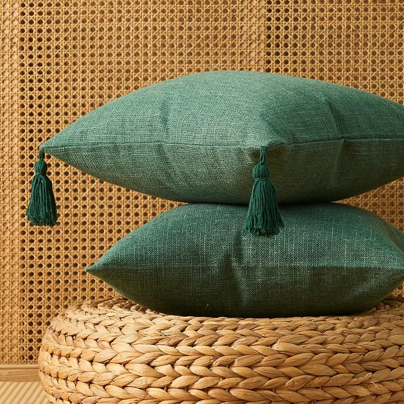 European Indoor/Outdoor Linen Pillow Covers