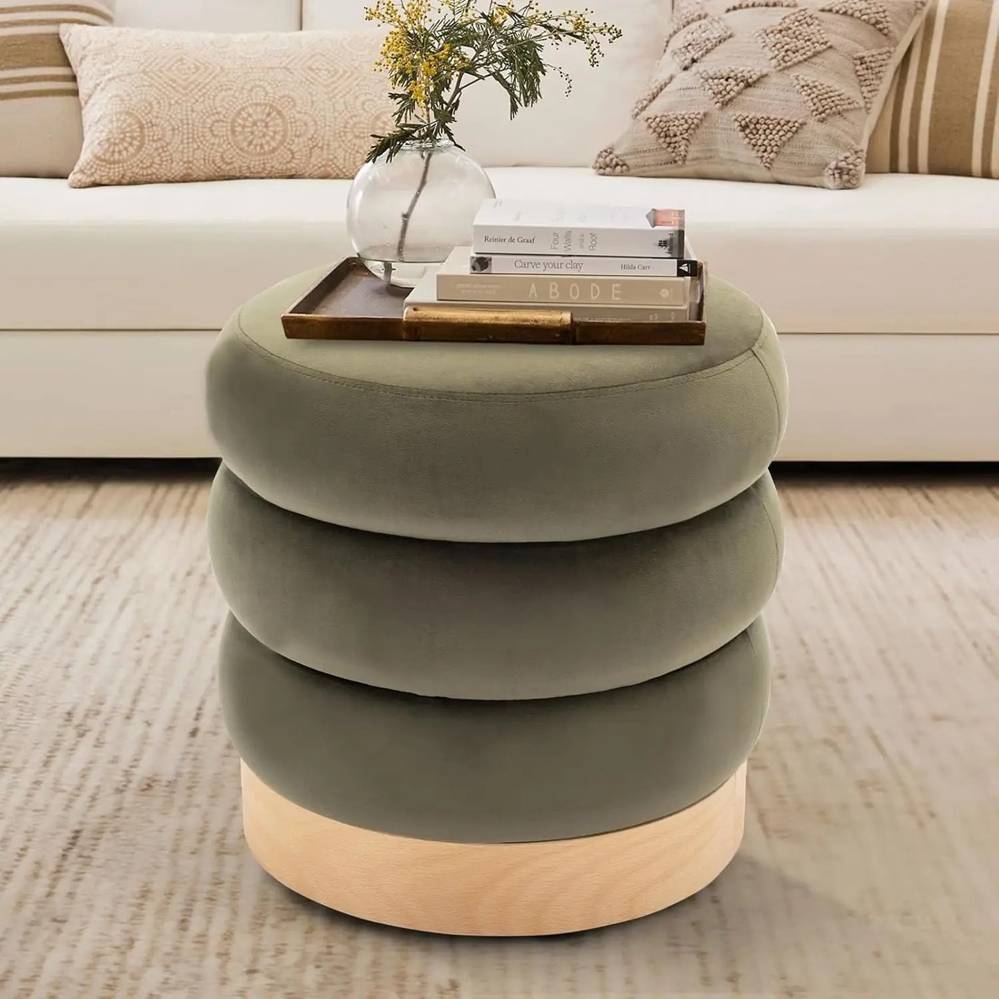 Velvet Tufted Ottoman